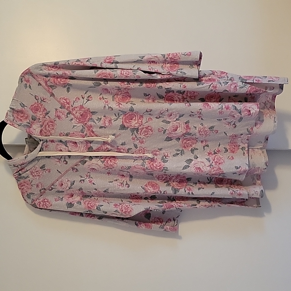Honeyme floral drop shoulder 3/4 sleeve hoodie size XL